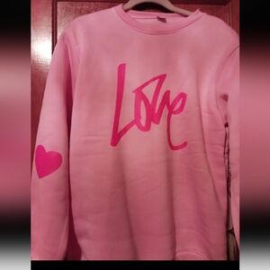 Pink Graphic Sweatshirt with Heart Accent